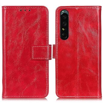 For Sony Xperia 1 IV Crazy Horse Texture Retro Style PU Leather Case Drop-proof Stand Wallet Cover