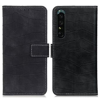 For Sony Xperia 1 IV Crocodile Texture Protective Case PU Leather + TPU Phone Wallet Stand Cover