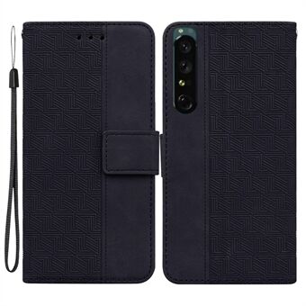 For Sony Xperia 1 IV Geometry Pattern Imprinted Stand Phone Case Bump Proof PU Leather Wallet Flip Cover