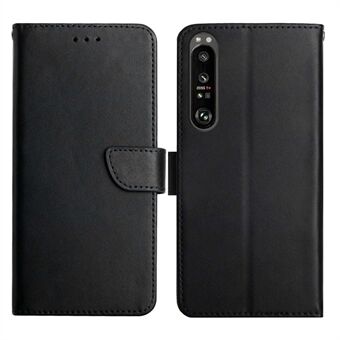 Nappa Texture Solid Color Genuine Leather Case for Sony Xperia 1 IV (PDX-223), Wallet Stand Design Magnetic Closing Mobile Phone Shell