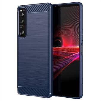 For Sony Xperia 1 IV Carbon Fiber Texture Fingerprint-free Phone Case Brushed TPU Back Cover