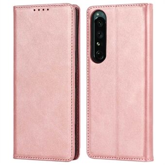 For Sony Xperia 1 IV PU Leather Protective Cover Auto-absorbed Wallet Stand Design Phone Case