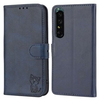 Wallet Phone Case for Sony Xperia 1 IV Imprint Happy Cat PU Leather Stand Shell Protective Phone Cover