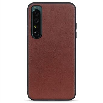 Anti-scratch Textured Phone Case for Sony Xperia 1 IV Genuine Leather Phone Shell PC + TPU Hybrid Cover