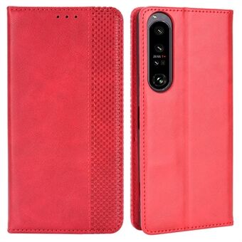 Retro Surface Auto-Absorbed Phone Cover for Sony Xperia 1 IV, Anti-scratch Wallet Stand Leather Shell Phone Accessory