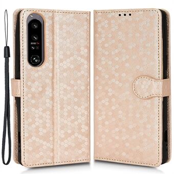 For Sony Xperia 1 IV 5G Dot Pattern Imprinted Anti-scratch Phone Cover Leather Stand Wallet Protective Case