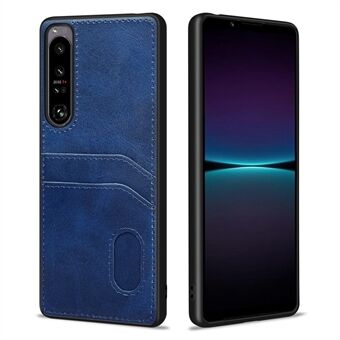 Style-C For Sony Xperia 1 IV 5G PU Leather Coated Soft TPU Phone Back Cover Card Holder Design Drop-proof Case