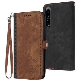 YX0020 Smart Phone Case for Sony Xperia 1 IV 5G, PU Leather Stand Dual Magnetic Clasp Flip Cover Shell with Strap