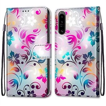 PU Leather Phone Cover For Sony Xperia 1 IV 5G, Pattern Printing Wallet Stand Phone Case with Wrist Strap