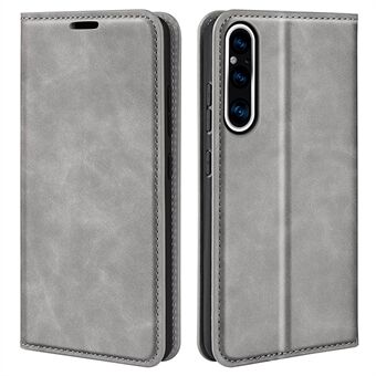 For Sony Xperia 1 V Skin-touch Leather Phone Case Stand Wallet Protective Phone Cover