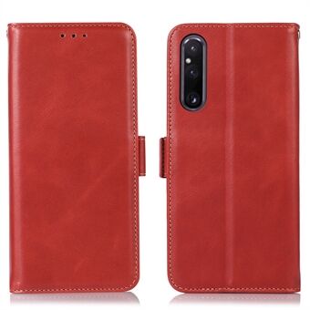 Genuine Cowhide Leather Phone Case for Sony Xperia 1 V Crazy Horse Texture RFID Blocking Stand Wallet Shell