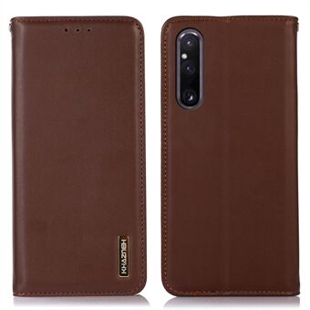 KHAZNEH for Sony Xperia 1 V RFID Blocking Wallet Phone Case Genuine Cowhide Leather Stand Cell Phone Cover