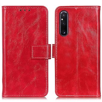 Leather Phone Case for Sony Xperia 1 V , Retro Crazy Horse Texture Stand Magnetic Wallet Phone Cover Shell