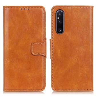 For Sony Xperia 1 V Leather Phone Stand Case Crazy Horse Texture Mobile Phone Wallet Cover