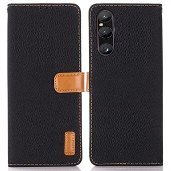 For Sony Xperia 1 V Jeans Cloth Texture Leather Phone Wallet Cover Cell Phone Stand Case