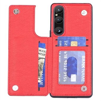 For Sony Xperia 1 V Kickstand PU Leather Coated TPU Case Card Holder Cell Phone Cover