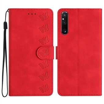 For Sony Xperia 1 V Drop-proof Butterfly Imprinted Shell PU Leather Wallet Stand Phone Case