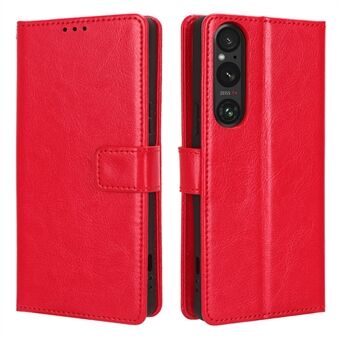 Shockproof Cover for Sony Xperia 1 V Crazy Horse Texture PU Leather Phone Wallet Stand Case