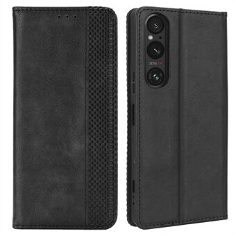 For Sony Xperia 1 V Retro PU Leather Phone Case Stand Wallet Flip Magnetic Cover