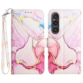 YB Pattern Printing Leather Series-5 for Sony Xperia 1 V Leather Phone Case Marble Pattern Wallet Stand Cover