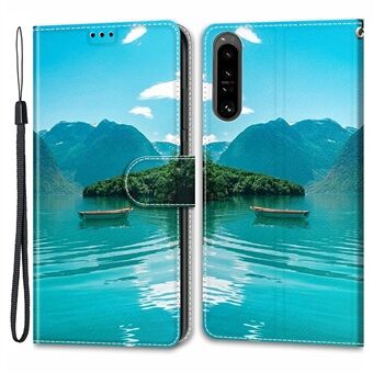 For Sony Xperia 1 V Card Slots PU Leather Case Pattern Printing Stand Phone Cover with Strap