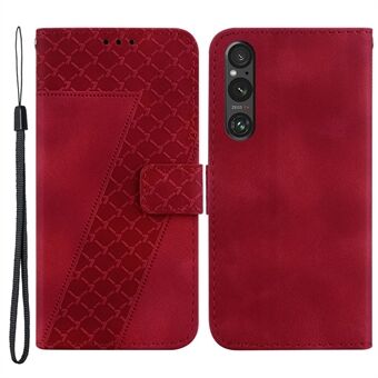 7-Shape Imprinted Phone Wallet Case for Sony Xperia 1 V , PU Leather Stand Smartphone Cover