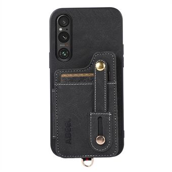 ABEEL Style 01 For Sony Xperia 1 V Scratch Proof Litchi Texture PU Leather+TPU+PC Phone Cover Kickstand Case with Folio Flip Card Slots