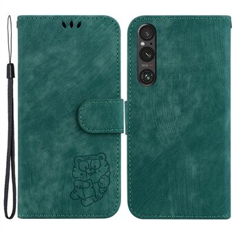 For Sony Xperia 1 V PU Leather Flip Phone Case Tiger Pattern Imprinted Stand Wallet Cover