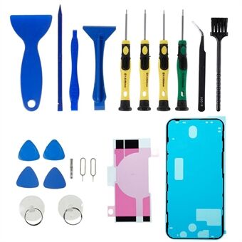 JF-8182 21-in-1 Portable Precision Screwdriver Set for iPhone 12 Pro 6.1 inch Accessories Battery Adhesive Tape Sticker + Middle Plate Frame Waterproof Adhesive Sticker, Cellphone Repair Tool Kit Opening Pry Tools