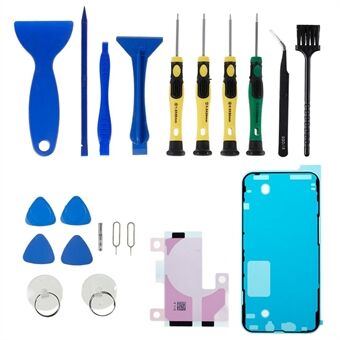 JF-8182 21-in-1 Professional Precision Screwdriver Set for iPhone 13 Pro 6.1 inch Replacement Parts Battery Adhesive Tape Sticker + Middle Plate Frame Waterproof Adhesive Sticker, Portable Opening Pry Tool Repair Kit