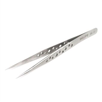 RELIFE SK-11 Straight Tip Tweezers with Holes Stainless Steel Precision Tweezers Circuit Board Repairing Tool