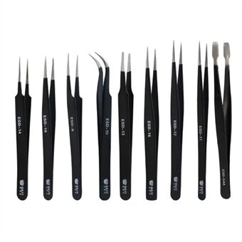 BEST 9Pcs Precision Tweezers Set Anti-Slip Metal Tweezers Kit Multi-Standard Tweezers for Lab, Electronics, Jewelry