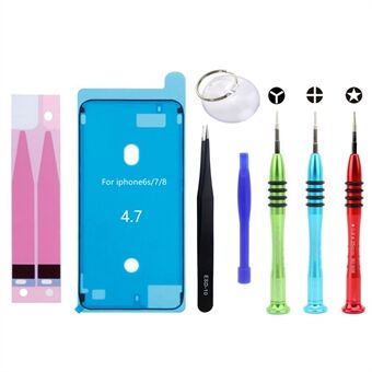 JF-8164 8-in-1 Battery Adhesive Sticker + Waterproof Adhesive Sticker Screwdriver Repair Tool Kit for iPhone 8 4.7 Battery