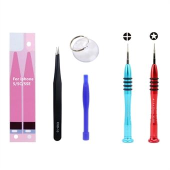 JF-8165 6-in-1 Battery Adhesive Sticker Screwdriver Repair Tool Set for iPhone 5 / 5c / SE