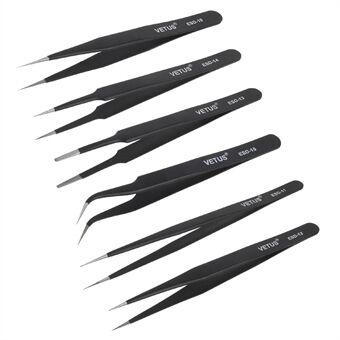 6PCS/Set ESD Anti-Static Stainless Steel Tweezers Set Repair Tool Kit