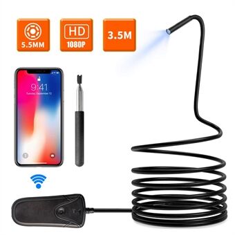 INSKAM130 3.5M 1080P Semi-rigid Wireless Endoscope WiFi Borescope Inspection Camera 5.5mm Snake Camera