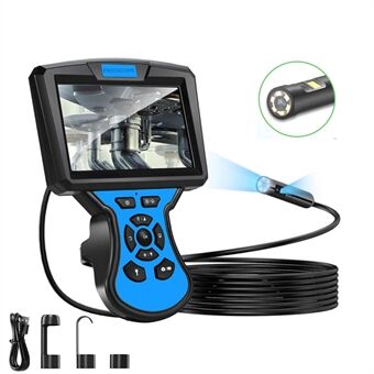 M50 1m Hard Wire Digital Industrial Endoscope 5\'\' IPS Screen 7-LED 8mm Dual-lens Handheld Borescope