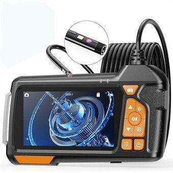 M40 1m Hard Wire 8mm Dual-lens Endoscope with 7-LED Light 4.5\'\' IPS Screen Industrial Mechanic Camera Scope - Black+Orange