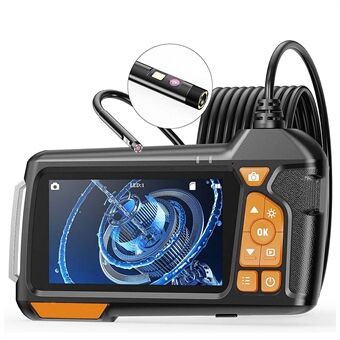 M40 5m Hard Wire 4.5" IPS Screen Industrial Borescope 8mm 7-LED Dual-lens Endoscope Camera - Black+Orange