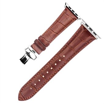 QIALINO Genuine Leather Watchband Wristband for Apple Watch Series 5 / 4 44mm / Series 3 / 2 / 1 42mm