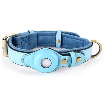 PU+Suede Leather Pet Collar Compatible with Apple AirTag Holder Anti-lost Dog Cat Tracker Locator, Size: S