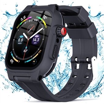 SHELLBOX Waterproof Case for Apple Watch Series 7 45mm Shockproof Screen Protector with Silicone Watch Band