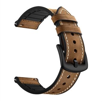 22mm Genuine Leather Coated Silicone Smart Watch Strap for Samsung Gear S3 Classic / Gear S3 Frontier