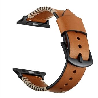 Spare Ribs Style Leather Coated Smart Watch Strap for Apple Watch Series 3 2 1 42mm/Series 6 SE 5 4 44mm