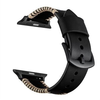 Spare Ribs Style Leather Coated Smart Watch Strap Replacement for Apple Watch Series 3 2 1 38mm/Series 6 SE 5 4 40mm