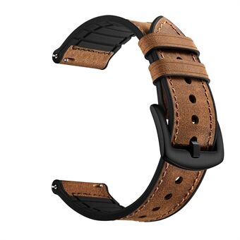 20mm Genuine Leather Coated Silicone Smart Watch Band for Garmin Vivoactive 3/Vivomove HR