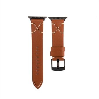 X Shape Stitching PU Leather Smart Watch Strap for Apple Watch SE/Series 6/5/4 44mm / Series 3/2/1 42mm