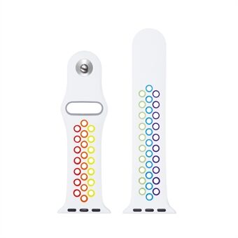 Holes Style Rainbow Silicone Watch Strap for Apple Watch Series 6 SE 5 4 44mm/Series 3 2 1 42mm