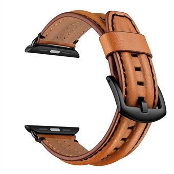 Top Layer Genuine Leather Watch Strap Band for Apple Watch Series 6 SE 5 4 44mm, Series 3/2/1 42mm