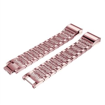 Zinc Alloy Strap Replacement Rhinestone Decor Watch for Fitbit Charge3/4